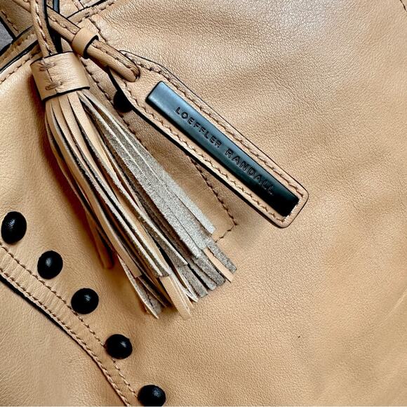 LOEFFLER RANDALL Studded Tan Leather Tote Tassels and tonal - Picture 8 of 16